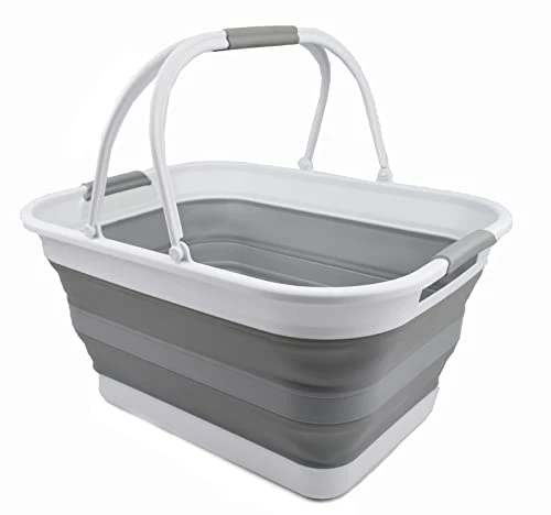 SAMMART 29 l zusammenklappbare Wanne mit Griff, tragbarer Picknickkorb, platzsparender Aufbewahrungsbehälter, Wasserkapazität 24 l