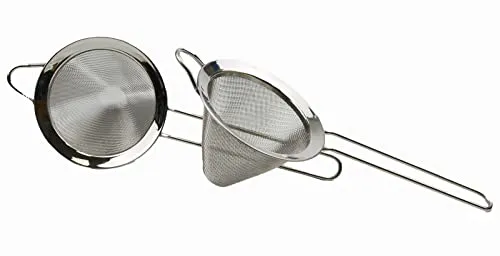 SAMMART Set mit 2 konischen Edelstahlsieben mit 9 cm Durchmesser. mit geradem Griff - konisches Siebsieb