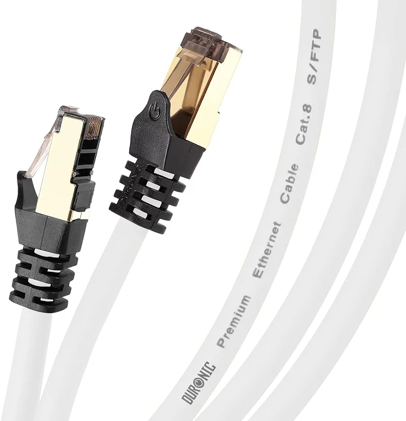Duronic CAT8 WE 0,5 m Ethernet-Kabel | 40 Gbps Netzwerkabel | RJ45 Gigabit LAN Kabel Cat 8 | Patch Kabel 2000 MHz S/FTP Schirmung | TV Streaming Router Modem Switch Internetkabel 10 100 1000 Mbit