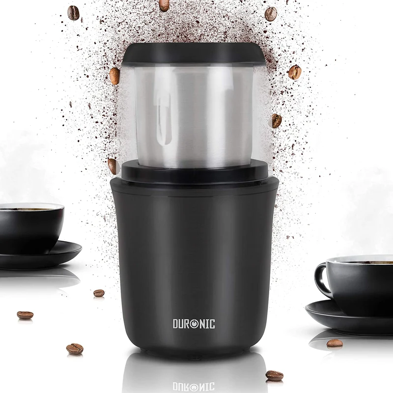 Duronic CG250 Kaffeemühle, 250W elektrische Kaffemühle, Gewürzmühle 75 g Fassungsvermögen, Coffee Grinder für Kaffeebohnen Gewürze Kräuter Nüsse Getreide, Zucker, Kaffeemahlmaschine, Kaffeemahlwerk