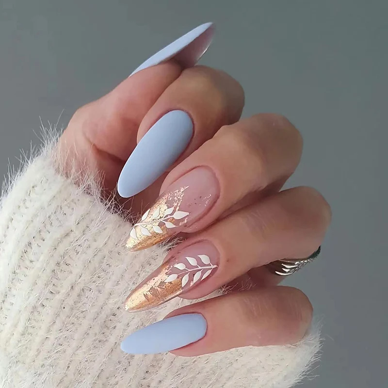 Künstliche Stiletto-Nägel mit elegantem Blatt-Design Karnz