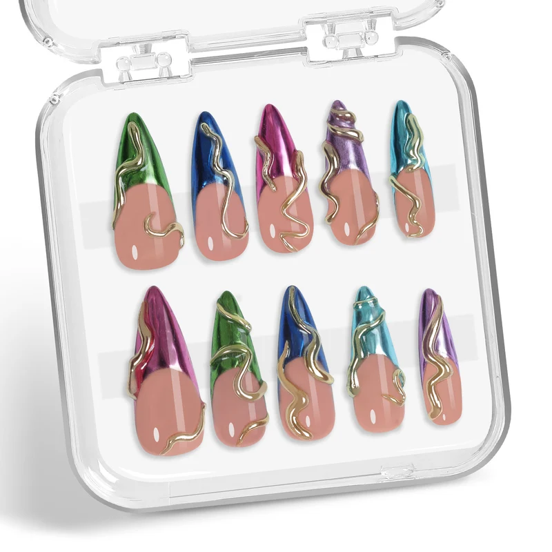 Kunstnagelset im eleganten Design mit kreativen Akzenten Karnz