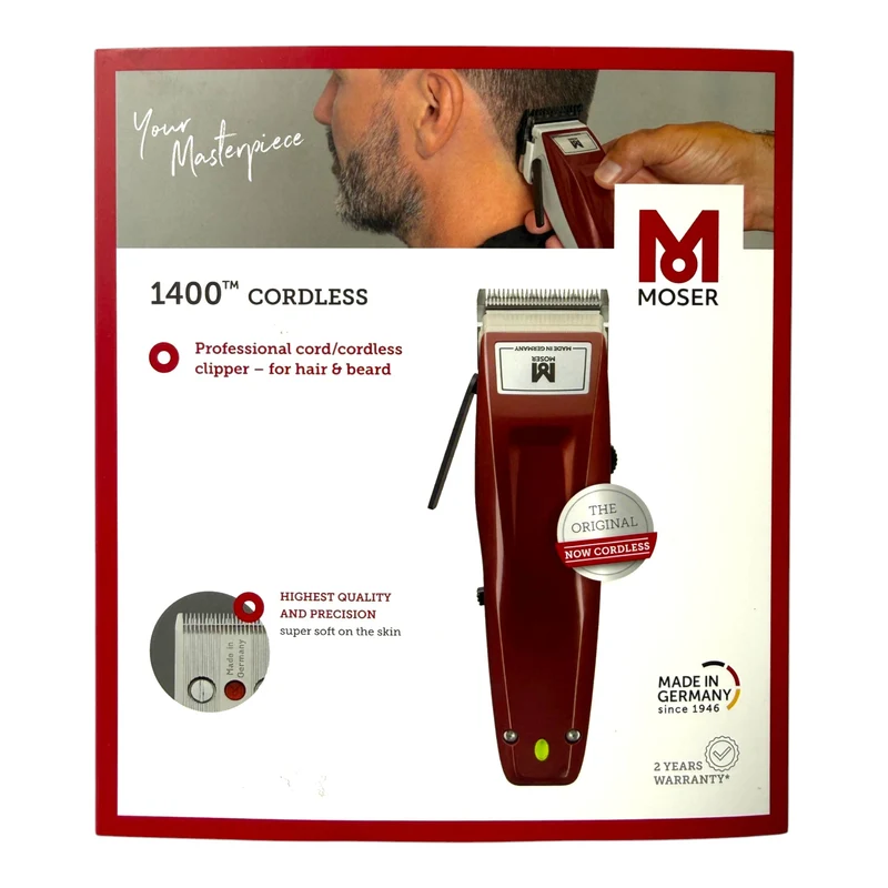 Moser 1400 Cordless Haarschneidemaschine 0,7 - 3 mm ( 1430-0050 ) + 4x Aufsteckkamm