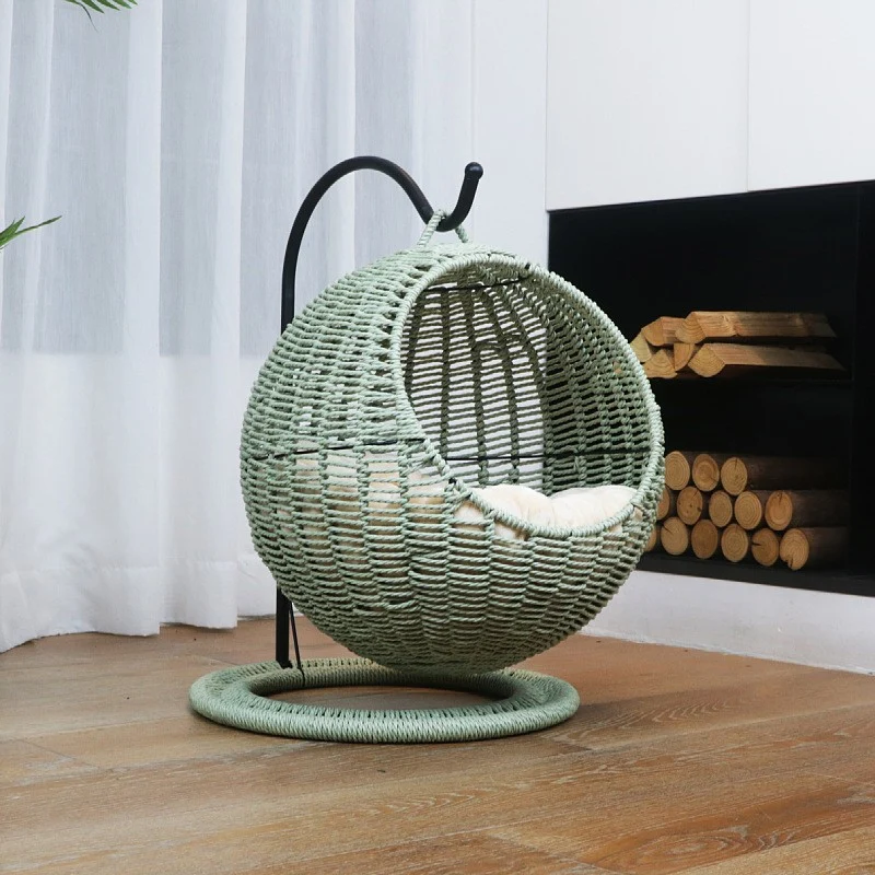 Hängesessel Aus Rattan mit Gemütlichem Polster Karnz