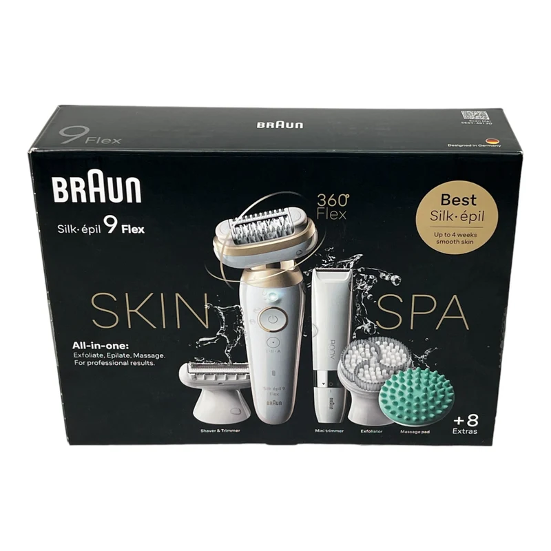 BRAUN Silk Epil 9-481 3D Flex SkinSpa Epilierer Damen Haarentferner für langanhaltende Haarentfernung + Mini-Rasierer All-in-One Set Weiß / Gold