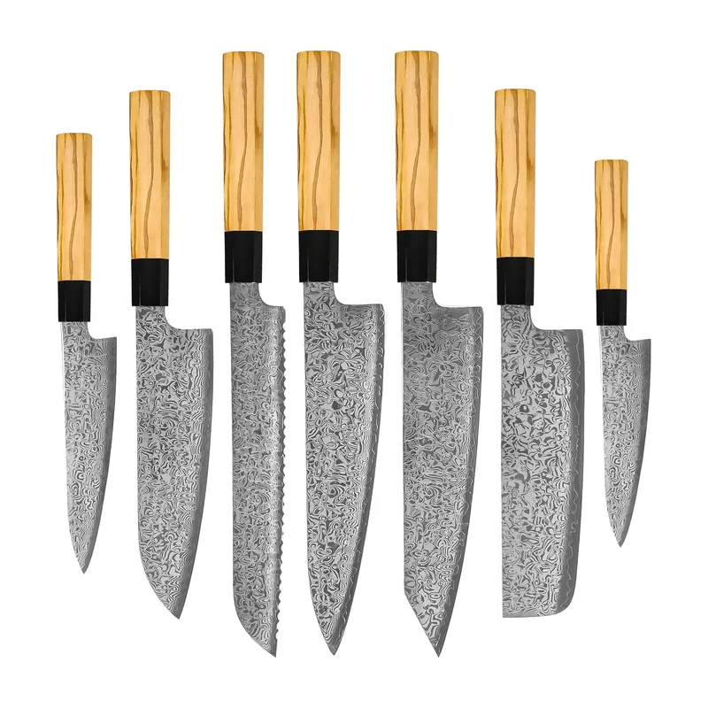Shinrai Knives – Takumi Kaza 7-teiliges Damastmesserset