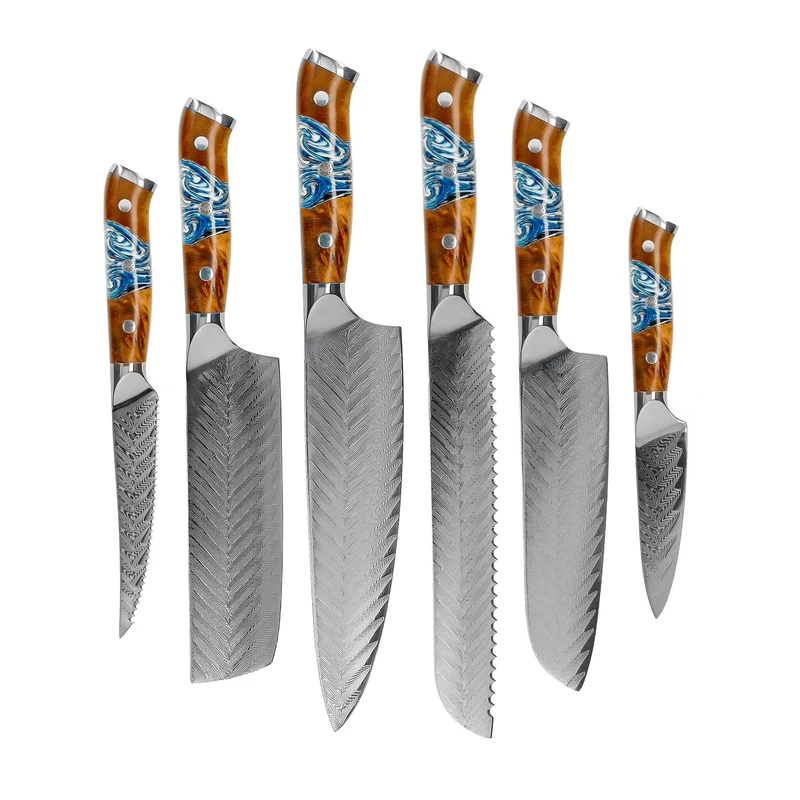 Shinrai Knives - 6-teiliges Damastmesserset der Eclipse-Serie