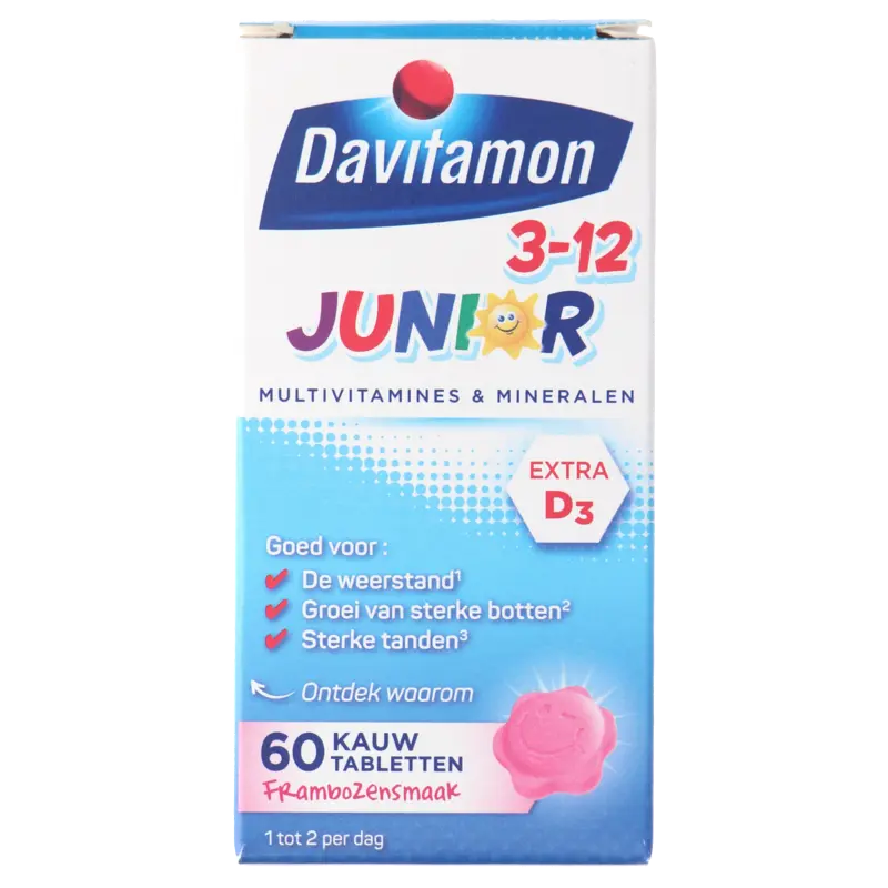 Davitamon Junior multivitamines framboos 3-12 jaar