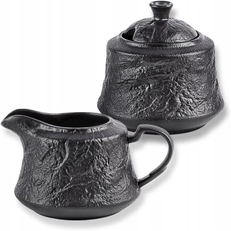 Wilmax Zuckerdose und Milchkännchen Set Schwarz WL-661160/A-WL-661161/A