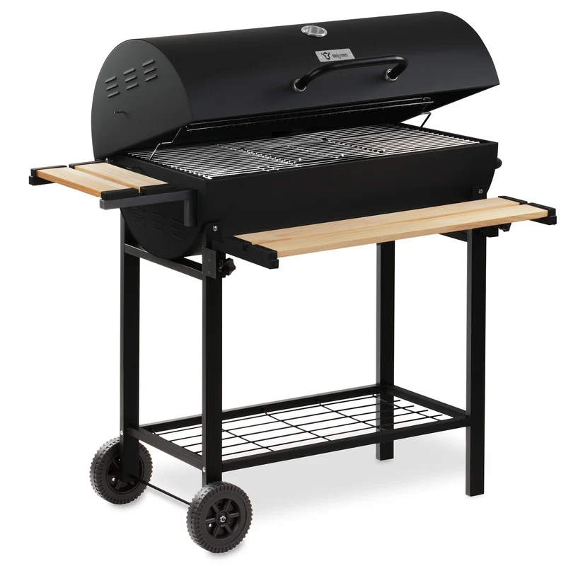 Holzkohle Grillwagen, fahrbar, inkl. Thermometer