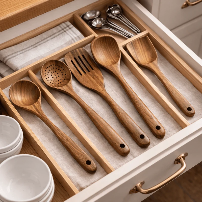 SPOONORA – Premium Wooden Kitchen Utensil Set for Gentle Everyday Cooking