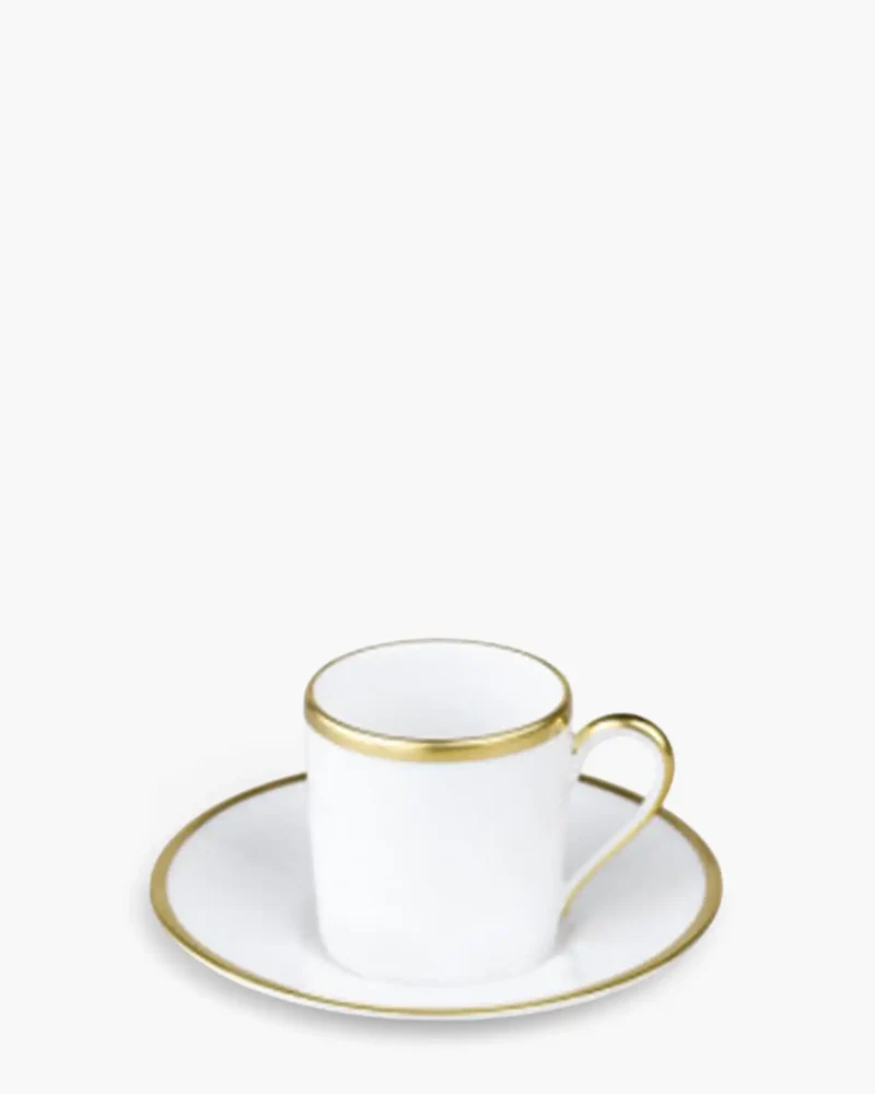 Raynaud Fontainebleau coffee cup with saucer in Limoges porcelain