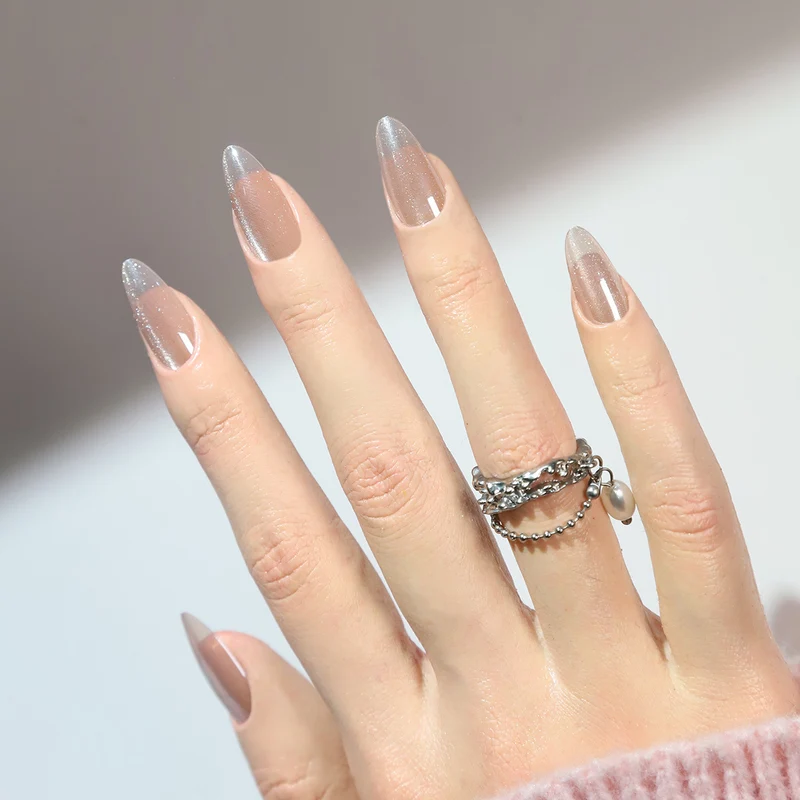 Elegante Lange Stiletto Gel Drucknägel Karnz