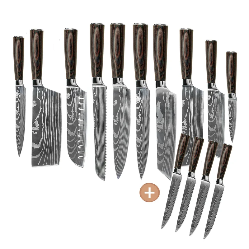 Shinrai Knives - Damascus Print 14-teiliges Messerset - Master Collection XXL-Set