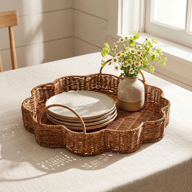 Eleganter Servierkorb aus handgeflochtenem Naturmaterial Karnz
