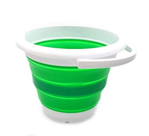 SAMMART 5 Liter Faltbarer Kunststoffeimer – Faltbare runde Eimer – tragbarer Wassereimer – platzsparender Outdoor-Wassertopf 5L