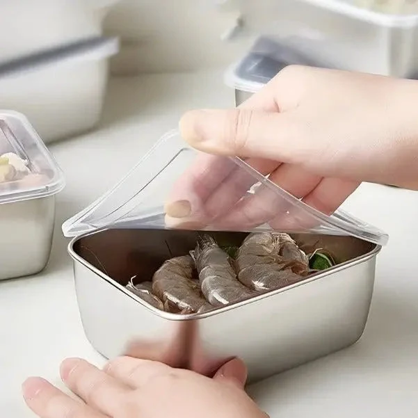 Mikrowellengeeignete Edelstahl-Lebensmittelbehälter mit Deckel | Auslaufsicher & spülmaschinenfest | Meal Prep & Aufbewahrung (2+1 Set)
