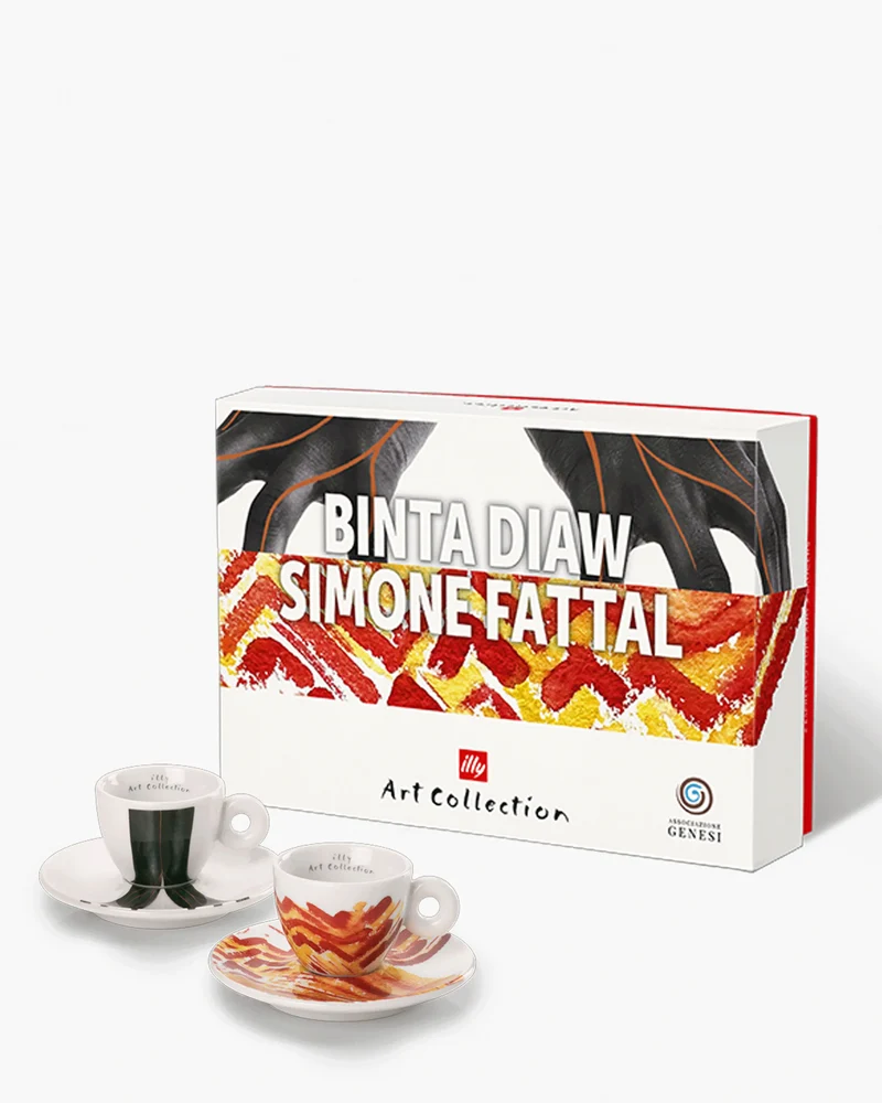 Illy Art Collection Genesi set 2 espresso coffee cups designed by Binta Diaw & Simone Fattal