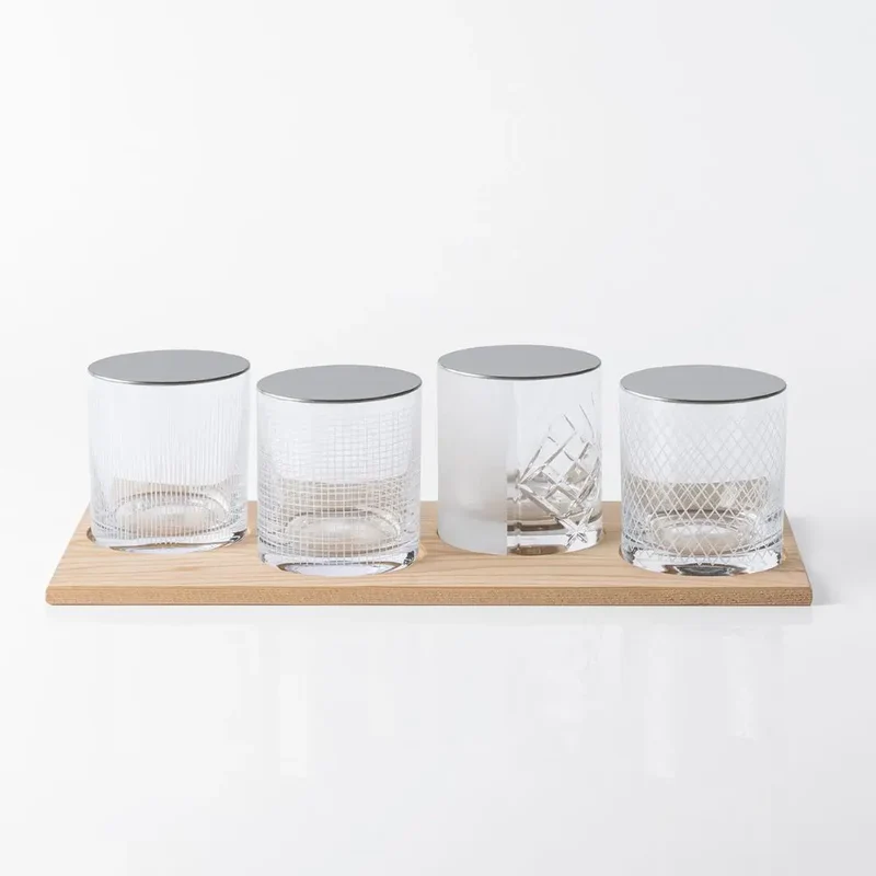 KnIndustrie Kn-Jars set 4 kitchen containers with cedar plank