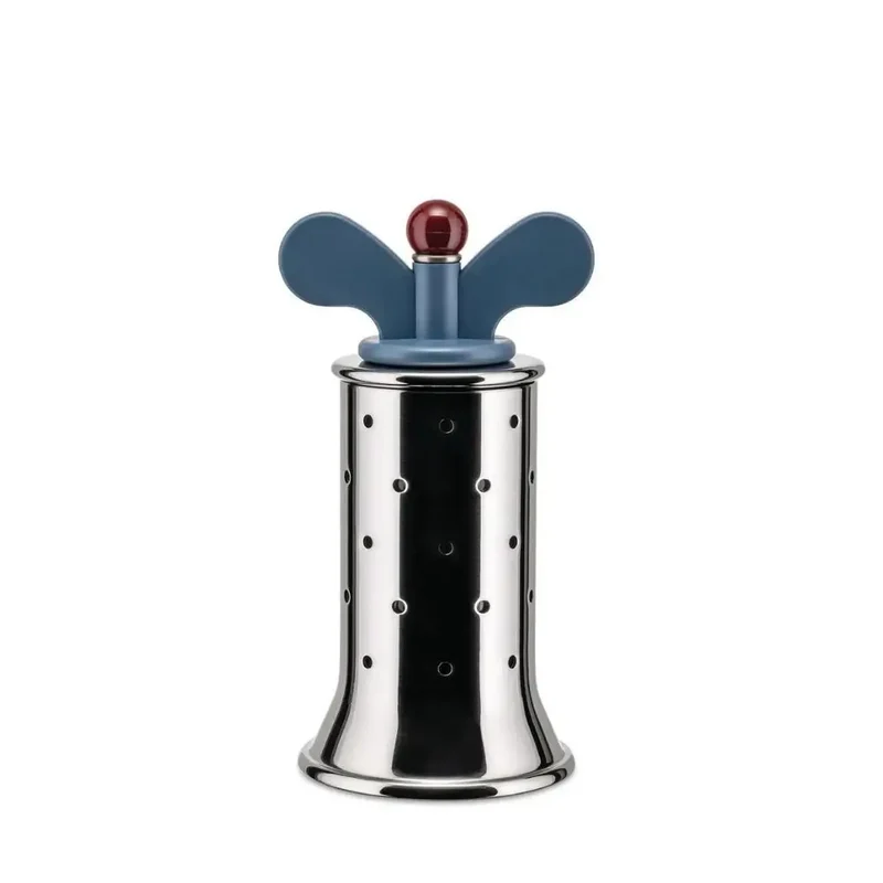 Alessi 9098 pepper mill in steel with colored fins