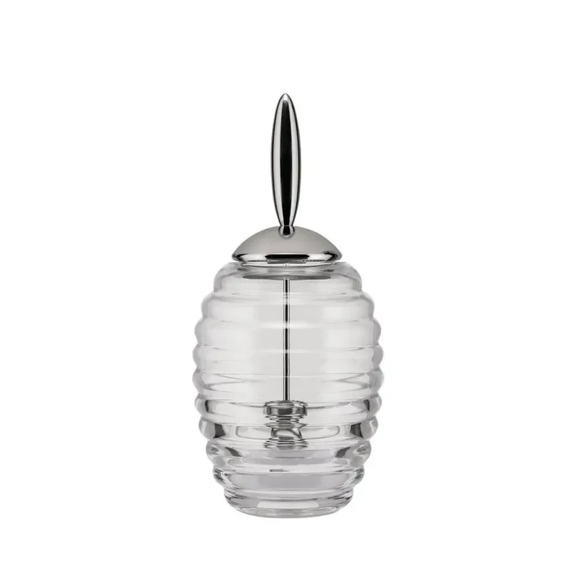 Alessi TW01 Honey Pot glass honey container with steel lid