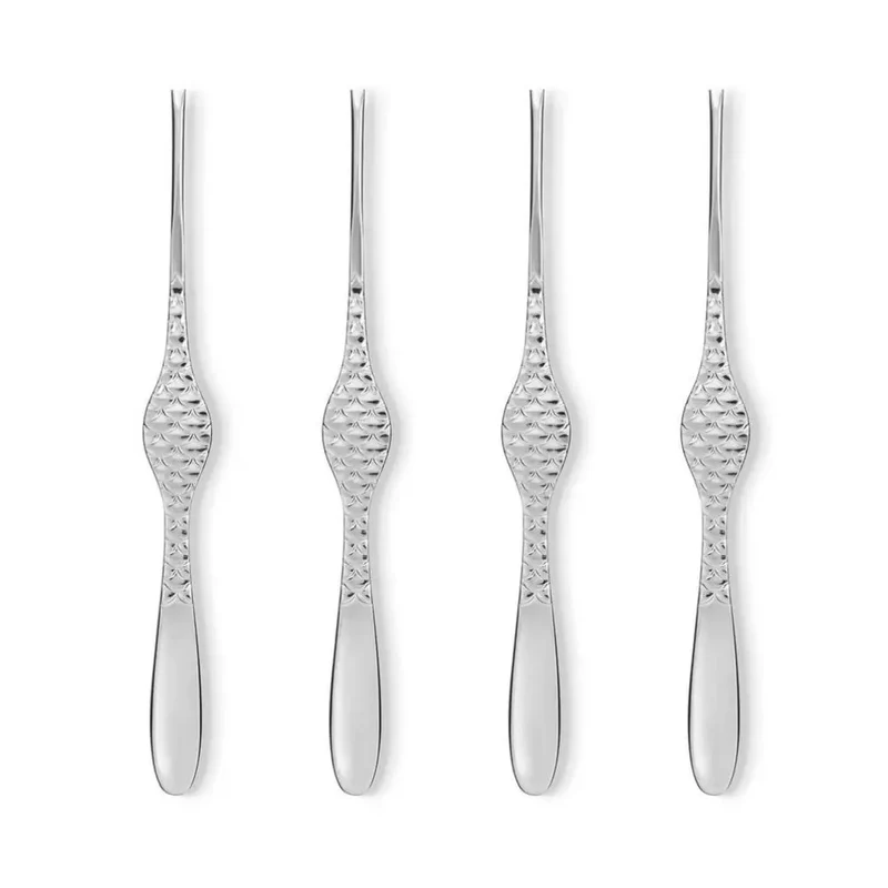 Alessi FM23/43 Colombina Fish set 4 steel shellfish forks