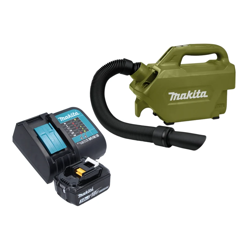 Makita DCL 184 SFO Akku Staubsauger 18 V 54 mbar 0,5 l Olive Outdoor Adventure Serie + 1x Akku 3,0 Ah + Ladegerät