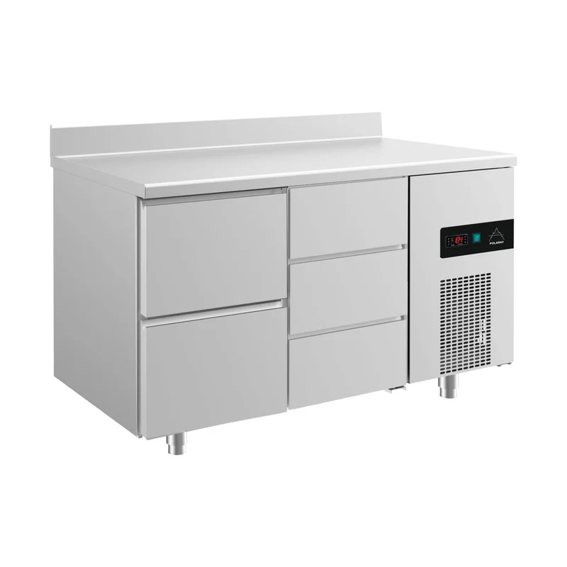 Kühltisch -2 bis +8°C 1400x700x850mm mit 1x zwei Schubladen und 1x drei Schubladen u. Aufkantung – Art.-Nr. KT2ZDA