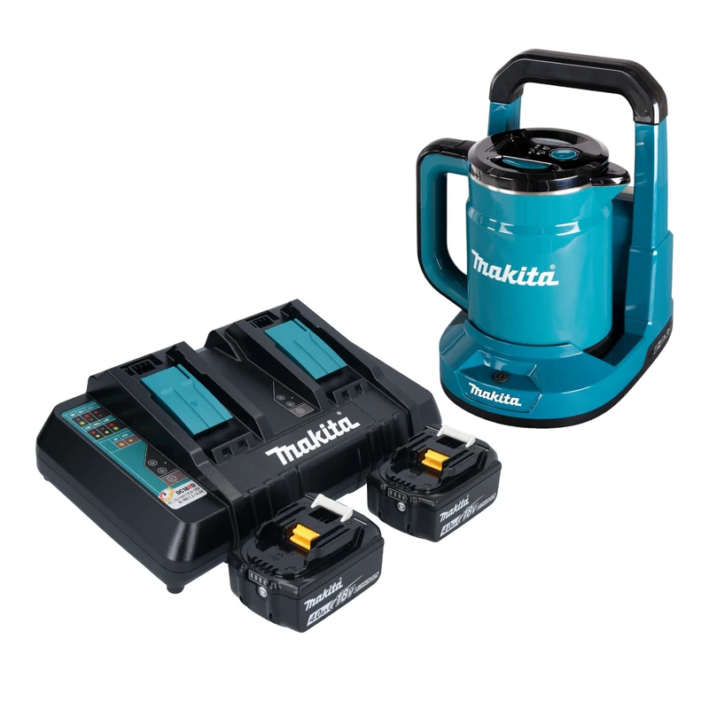 Makita DKT 360 PM2 Akku Wasserkocher 36 V ( 2x 18 V ) 0,8 L + 2x Akku 4,0 Ah + Doppelladegerät
