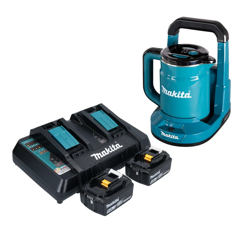 Makita DKT 360 PT2 Akku Wasserkocher 36 V ( 2x 18 V ) 0,8 L + 2x Akku 5,0 Ah + Doppelladegerät