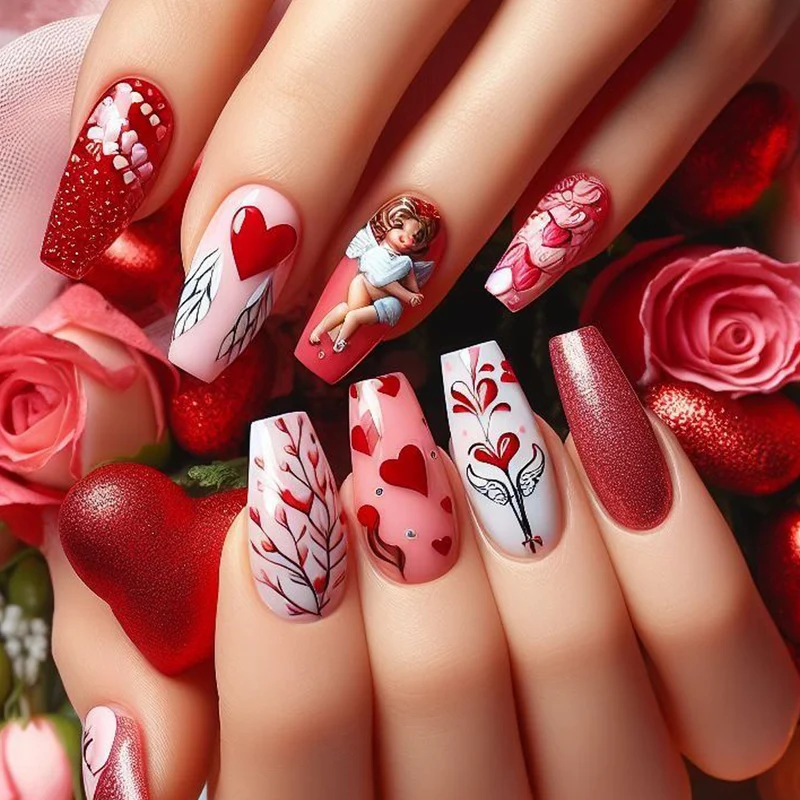 Romantisches Herz-Themen-Acryl-Nail-Art-Set Karnz