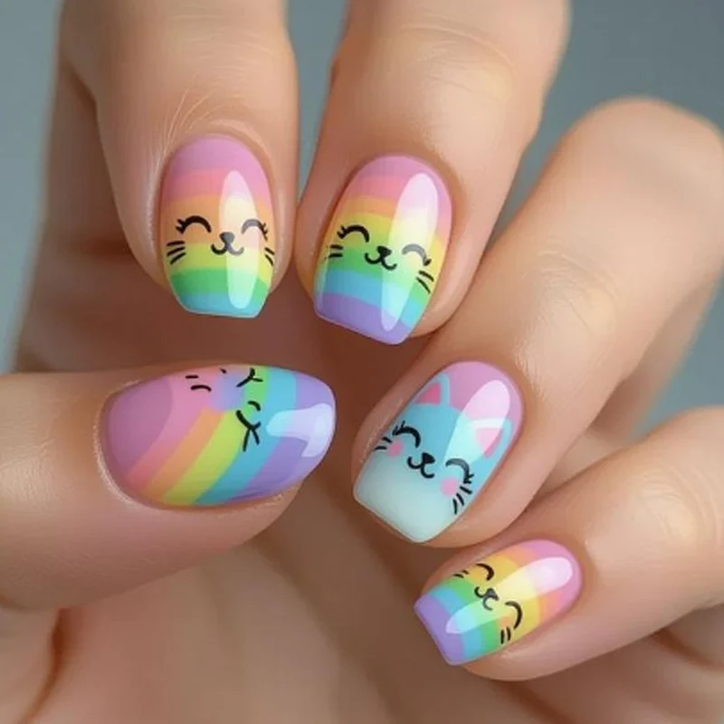 Verspieltes Katzen-Themen-Nagelkunst-Set Karnz