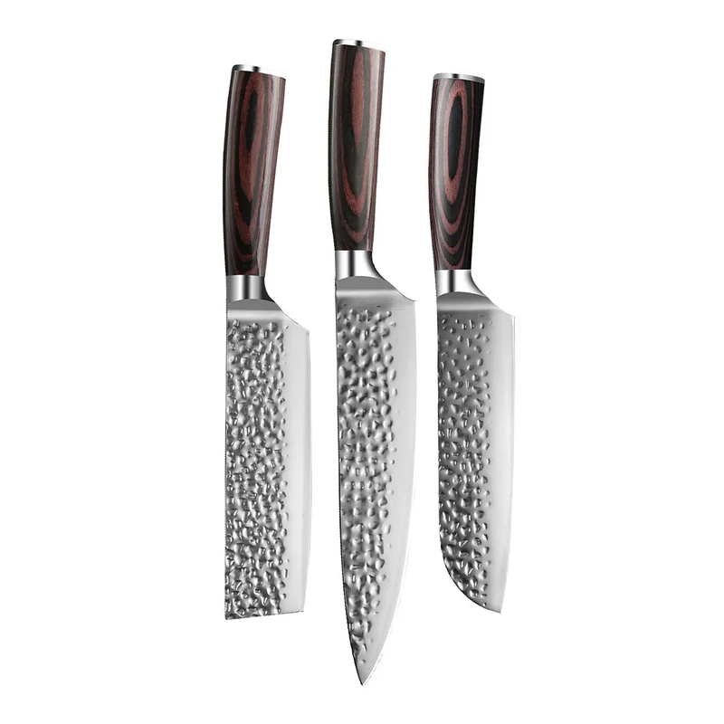 Shinrai Knives - Gehämmerter Edelstahl - 3-teiliges Messerset