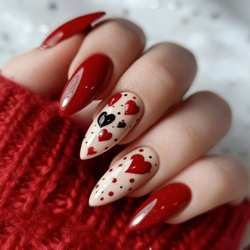 Herz-Themen Stiletto Nagelkunst Erweiterungen Karnz