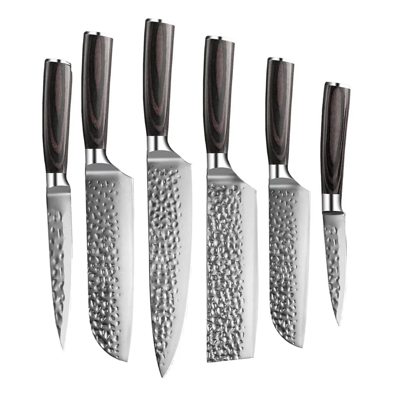 Shinrai Knives - 6-teiliges Messerset aus gehämmertem Edelstahl