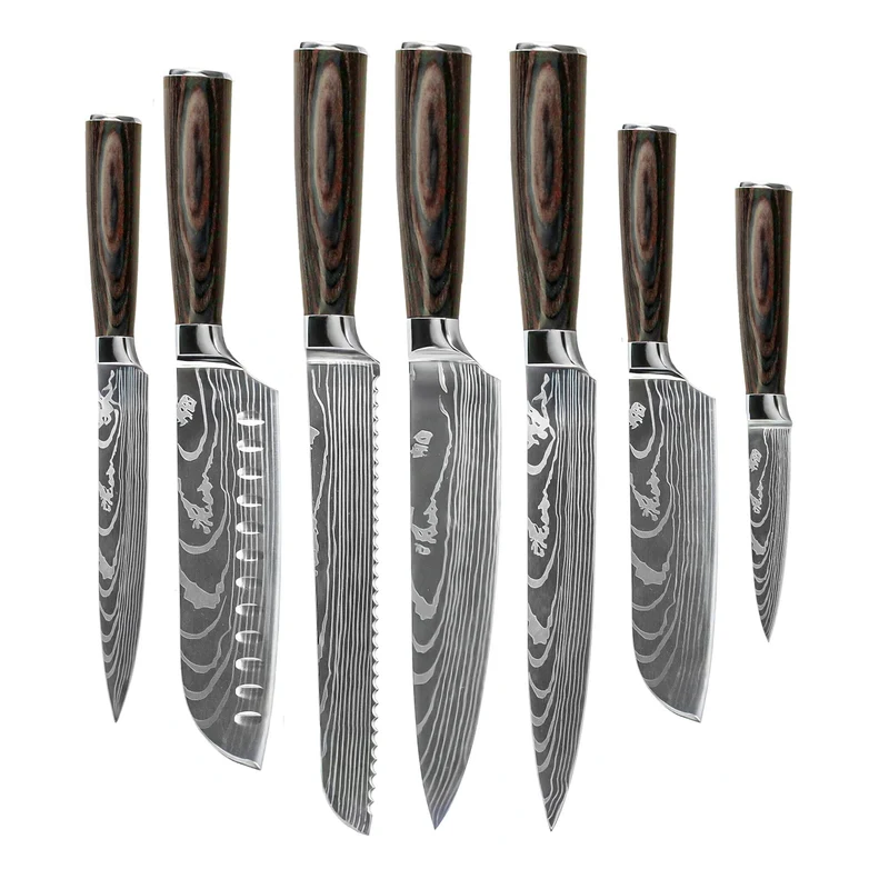 Shinrai Knives - Damastdruck 7-teiliges Messerset