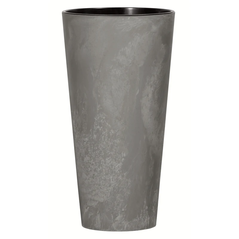 Tubus Slim Effect Blumentopf Pflanzkübel Beton-Design 2in1 inkl. Pflanztopf Rund Kunststoff (250mm, Marengo)