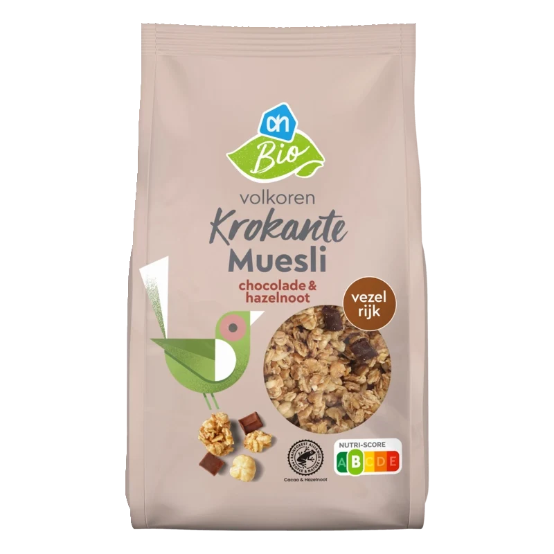 Biologisch Krokante muesli chocolade & hazelnoot