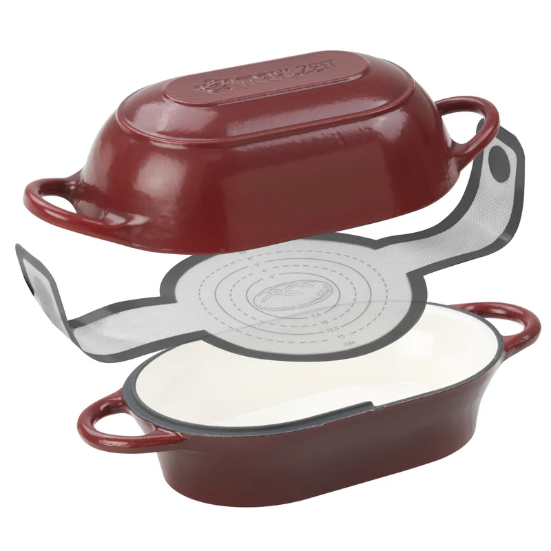 Brottopf Set, 2,5 Liter, Gusseisen, emailliert, inkl. Brotschlinge