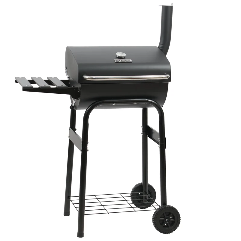 Holzkohle Grillwagen mit Thermometer und Schornstein