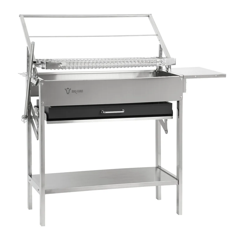 Flip Grill, Edelstahl, mit 360° drehbarem Grillrost und höhenverstellbarer Kohlewanne