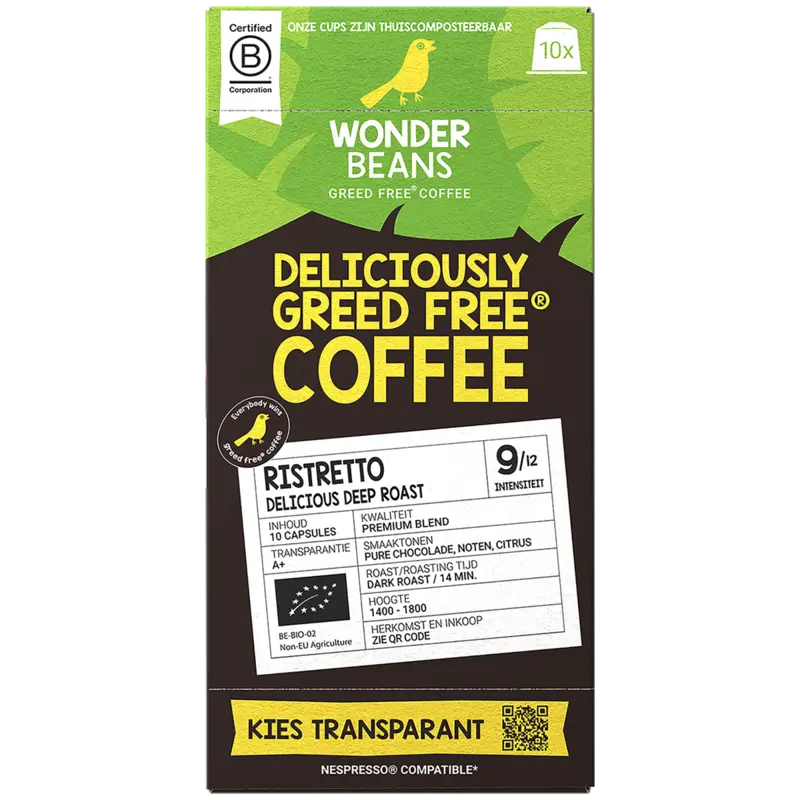 WonderBeans Ristretto delicious deep roast capsules