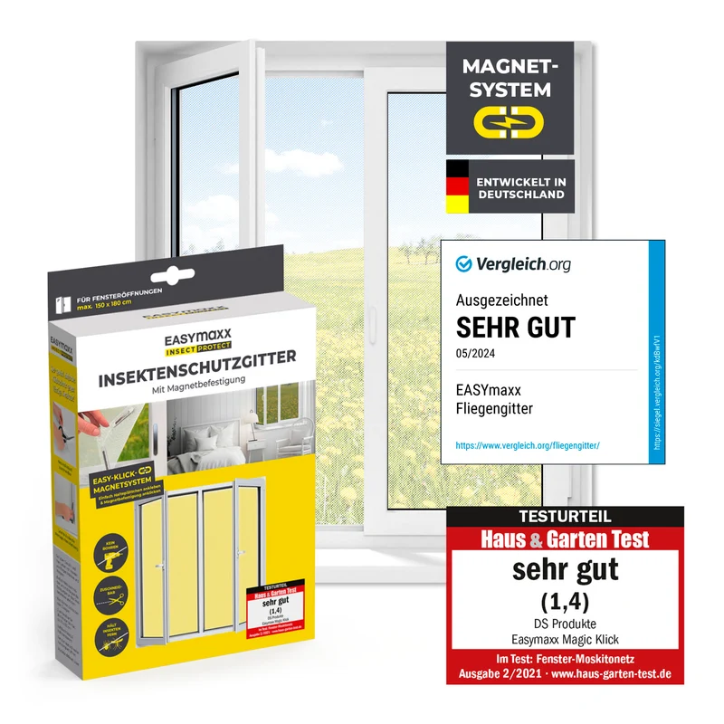 EASYmaxx Insect Protect Insektenschutzgitter mit Magnet - Fenster bis 150x180cm