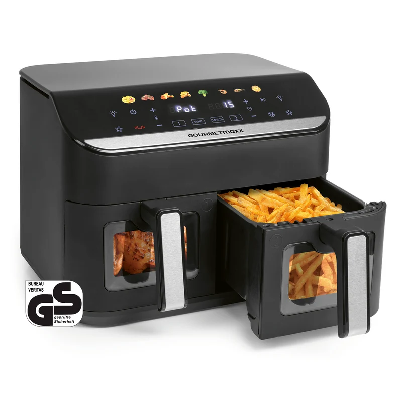 GOURMETmaxx AirGenius 2-Kammer-Heißluftfritteuse 2 x 4,5 l - Color-Touchscreen