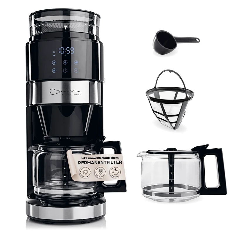Barista Filterkaffeemaschine Grind mit Mahlwerk, LED-Touchdisplay & Timer - 900W