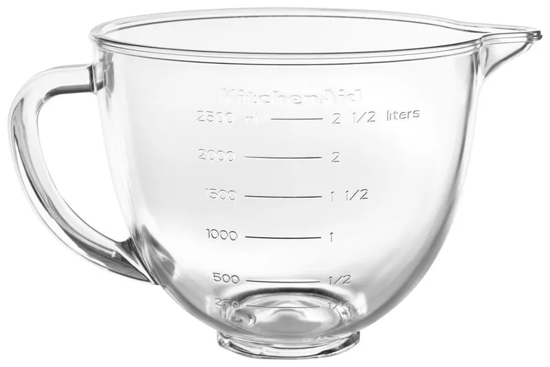 KitchenAid Zubehör Klar-Glasschüssel 3,3 L für KitchenAid MINI mit Griff + Silikondeckel (5KSM35GB)