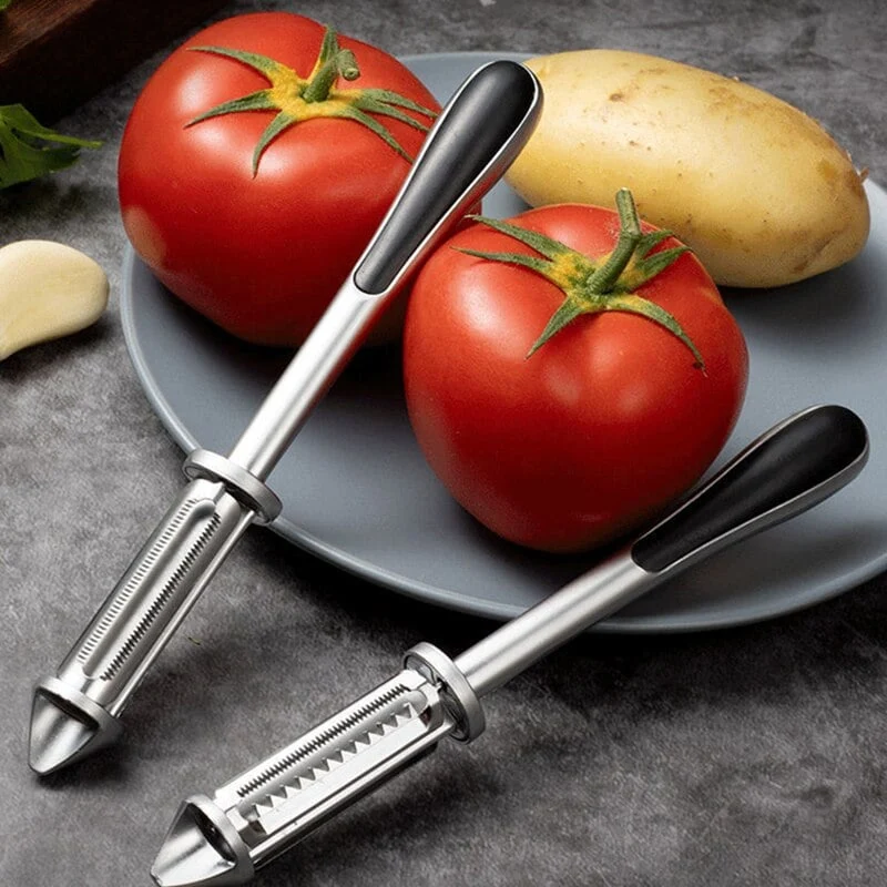 Edelstahl Sparschäler Set | Scharfer Gemüseschäler für Kartoffeln, Obst und Gemüse | Küchenhelfer