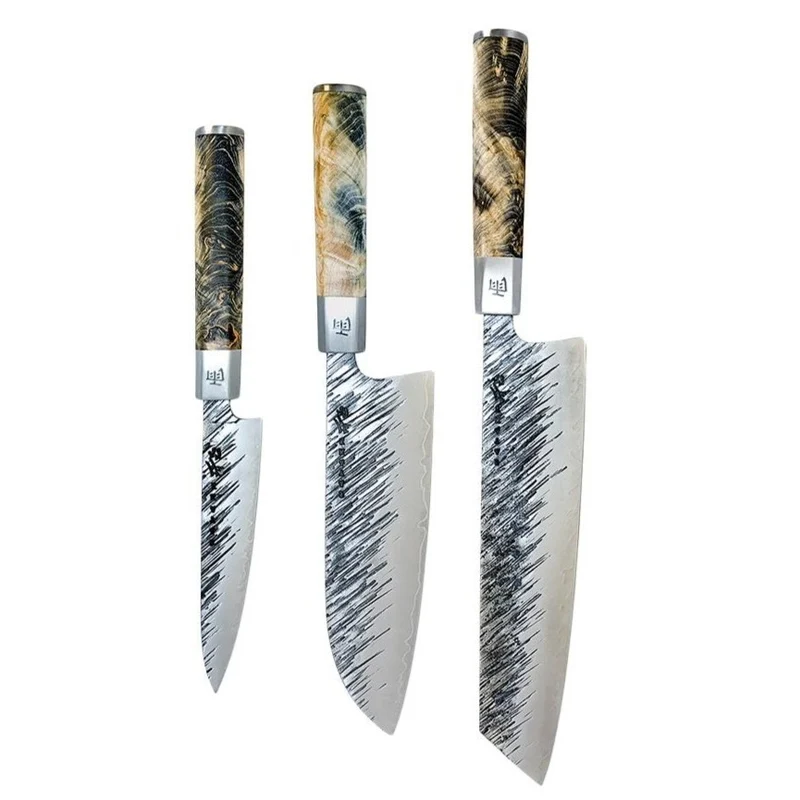 Ame - 3-teiliges Messerset Rain Pattern