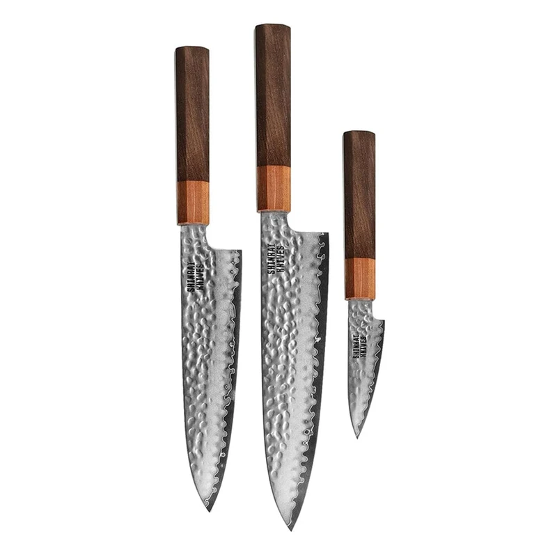 Shinrai Knives – Kigami Exclusive Damascus 3-teiliges Set – Kochmesser + Santoku + Schälmesser