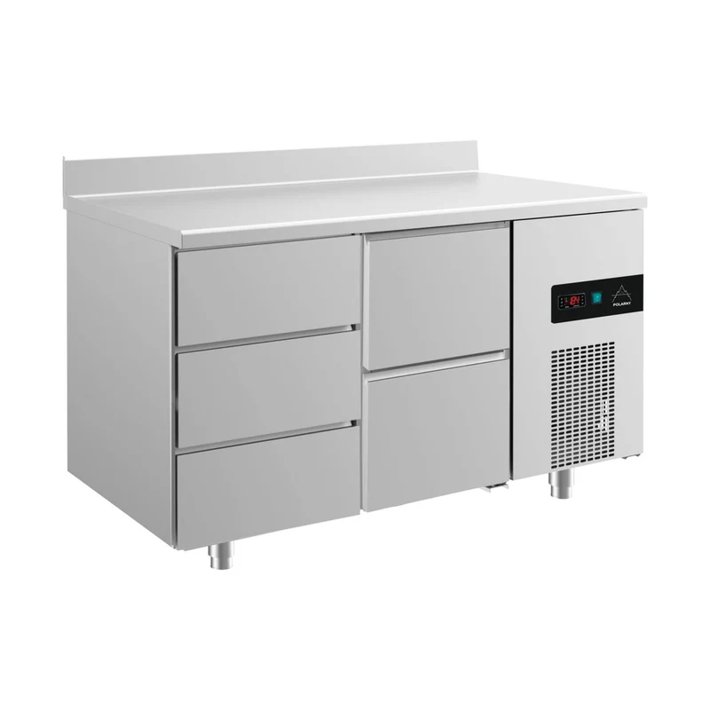 Kühltisch -2 bis +8°C 1400x700x850mm mit 1x zwei Schubladen und 1x drei Schubladen u. Aufkantung – Art.-Nr. KT2DZA